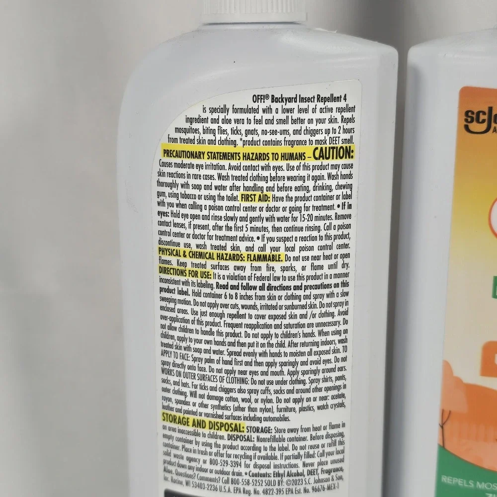 Off! Unscented Aloe VERA Backyard Insect Repellent 2pk 9fl oz Camp Hiking